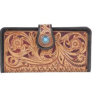 Myra Viagro Elegant Tan Floral Embossed Wallet
